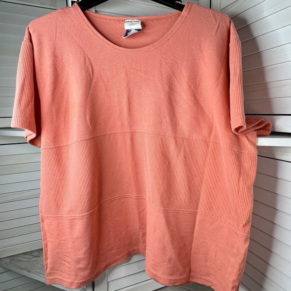 Best United Garment Co Tops - Vintage BUG Best United Garment Co Coral Multi-Textured Knit Top Women's Plus 26